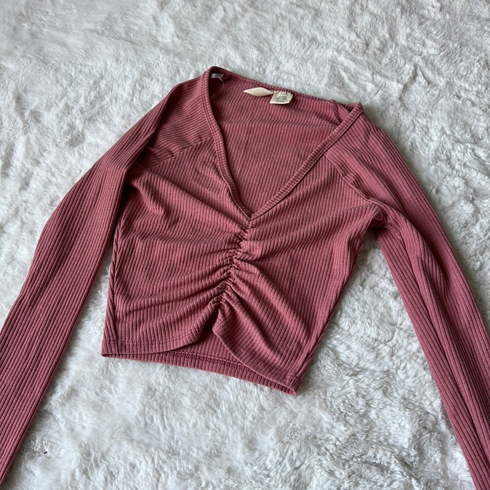Pink/Mauve ribbed long sleeve top size XS